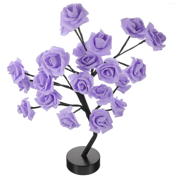 Flores decorativas rosa lanterna led rosas luzes árvore lâmpada de mesa lâmpadas desktop o amor decoração