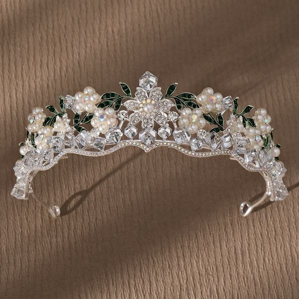 Flower Spring Princess Crown Rhinestone Wedding Crown Crown Bride Tiaras Queen Half Round Tiaras Regalo di Natale per ragazza