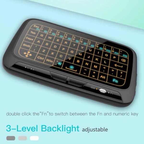 Teclados H18 Mini Tela Touch completa 2.4 GHz Air Mouse Touchpad Backlight Keyboard sem fio para TV inteligente