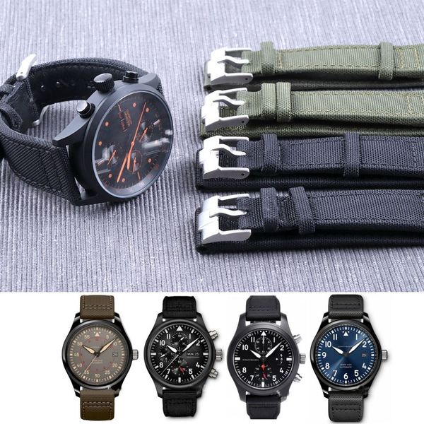 20mm 21mm 22mm Sport Nylon für IWC Big Pilot Watch Man Wasserdichtes Uhrenarmband Armband Schwarz Grün Mann mit Tools236f