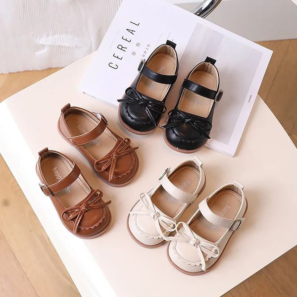 Милые весенние однотонные милые детские кожаные туфли Мэри Джейн для малышей, с круглым носком и оборками, 21–30 лет, шикарная обувь для девочек 240226
