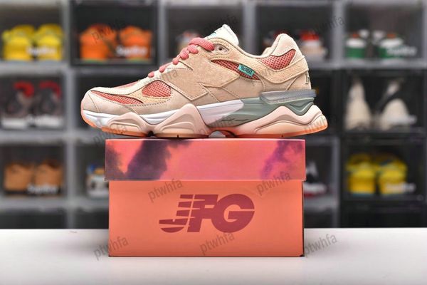 Kutu OG Süet Koşu Ayakkabıları Yeni 9060 Joe Freshgoods Erkek Kadın 2002r 1906r Tasarımcı Penny Cookie Pembe Bebek Duş Mavi Arktik Gri Tuğlalar Ahşap Eğitmen Sabahları