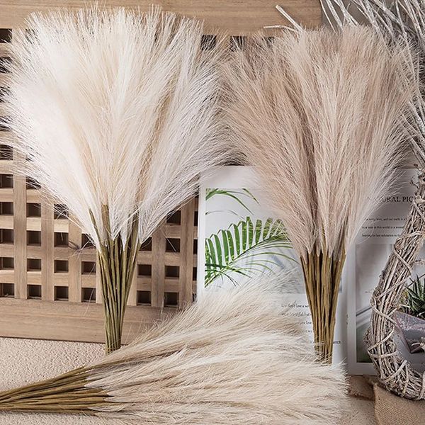 55CM 51PCS Fluffy Pampas Erba Boho Decor Fiore Pianta finta Reed Simulato Festa di nozze Natale Casa Artificiale 240301