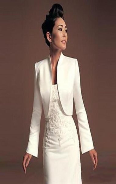 Elegante sposa in raso Bolero giacche Bolero da sposa bianco maniche lunghe Mantelle da sposa Bolero da sposa Scialli per occasioni speciali Br8684385