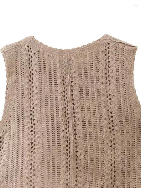 Coletes femininas Y2K Mulheres Floral Imprimir Sem Mangas V-Pescoço Botão Front Knit Sweater Vest Crochet Crop Cardigan Tops