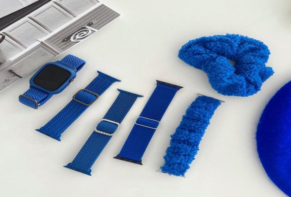 Sport Band Loop per Apple Watch 5 Band 42MM 44mm Cinturino blu royal per Iwatch Series6 5 4 3 21 Cinturini in pelle siliconica 40MM 38MM Hi6400490