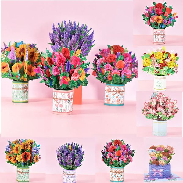 3D-Pop-Up-Blumen-Grußkarten, Geburtstagseinladungskarte, handgemachte Schmetterlings-Dankeschön-Postkarte, Ehefrau, Mutter, Freundin, Lehrer, Geschenk 240301