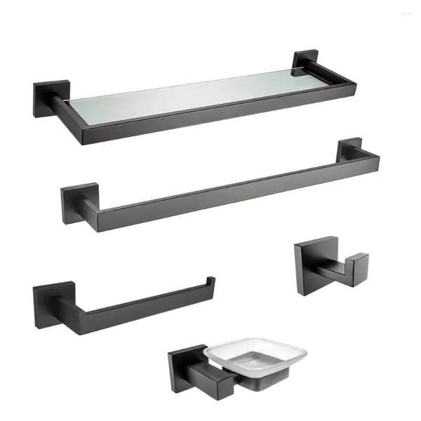 Set di accessori per il bagno 2024 China Modern El Acciaio inossidabile 5 pezzi Accessori per il bagno Hardware nero