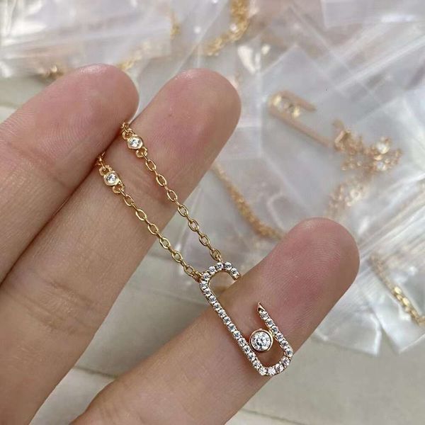 Anhänger-Halsketten NEUE Designer-Anhänger-Halsketten für Frauen Silber Roségold Geometrischer Diamant-Schiebediamant Drei Diamanten beliebte Luxus-Halskette Schmuckgeschenk