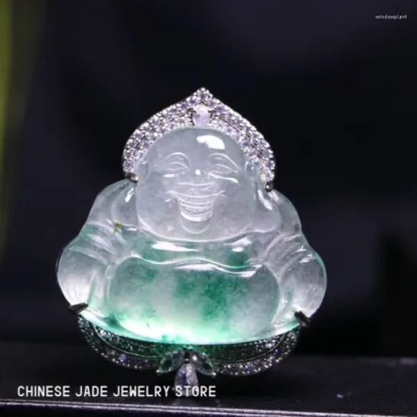 Anhänger-Halsketten. Perfekter hochchinesischer Jadeit-Jade-Präzisionsgeschnitzter Buddha