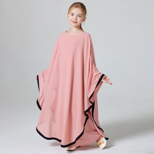 Ethnische Kleidung Ramadan Muslim Mädchen Langarm Chiffon Kinder Abaya 2PCS Kleid Kebaya Casual Kleider für Party Geschenk (ohne Hijab)