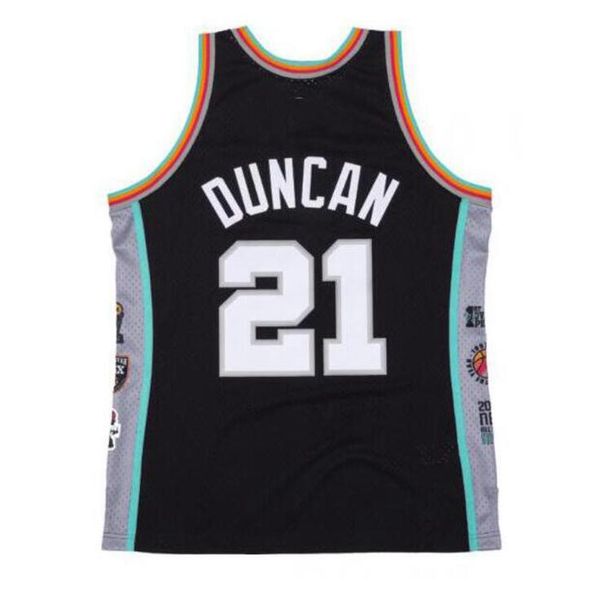 Camisa de basquete costurada Tim Duncan 1997-2016 finais malha Hardwoods clássico retro jersey masculino feminino juventude S-6XL