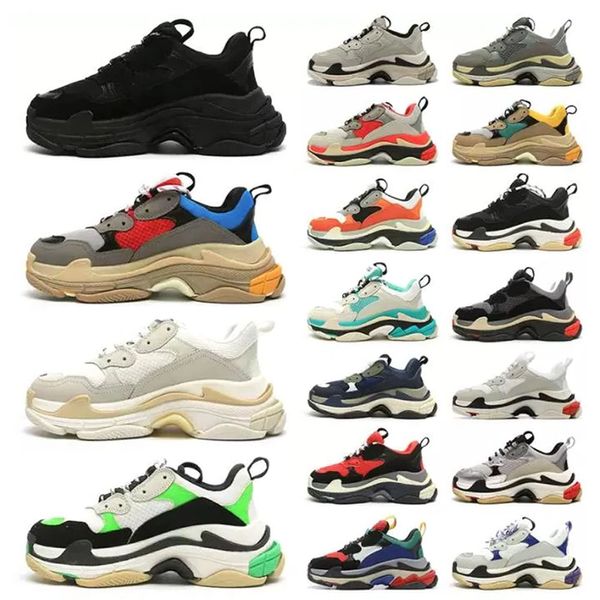 Lace Low Top Triple S Up Sneaker Running Shoes Designer Homens Mulheres Plataforma Sapatilhas Preto Branco Bege Cinza Escuro Verde Rosa Criado Treinadores Jogging Andando