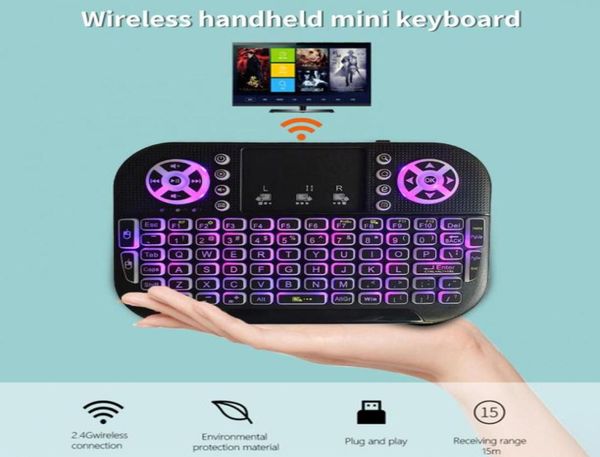 A8 mini teclado touch backlight 24g bluetoothcompatível sem fio com touchpad modos duplos teclado air mouse pk q9s i8 mx36659014