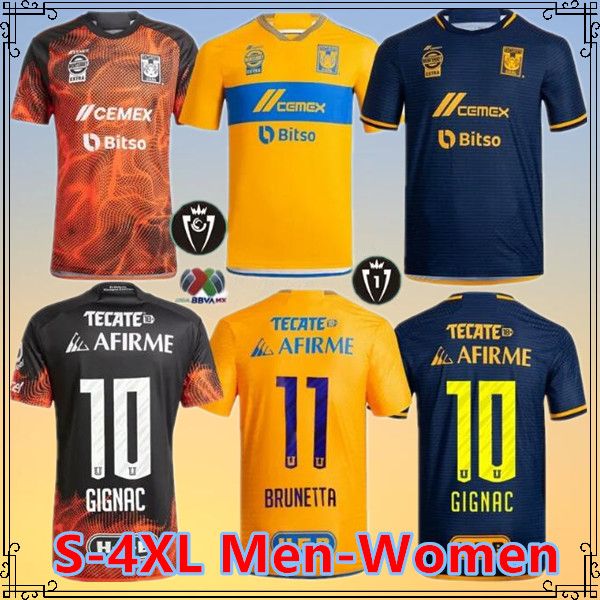 S 4XL 2023 24 Tigres de la UANL Camisas de futebol GIGNAC LOPEZ D. REYES PIZARRO AQUINO L. QUINONES THAUVIN Home Away 3º Camisas comemorativas especiais de futebol masculino e feminino