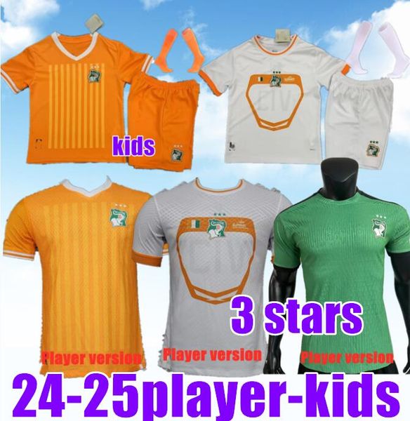 24 25 Tifosi della Costa d'Avorio 3 stelle tre Maglia da calcio Giocatore Squadra nazionale Casa Trasferta Costa d'Avorio DROGBA KESSIE Maillots De Football Uniformi da uomo Coppa africana set per bambini