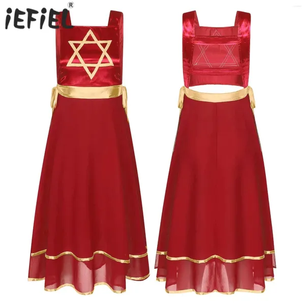 Bühnenkleidung Damen Lobpreis-Tanzkleid Chorauftritt Tanzbekleidung Liturgische Tunika Metallic-Patchwork Schnürung an den Seiten geteilt ärmellos