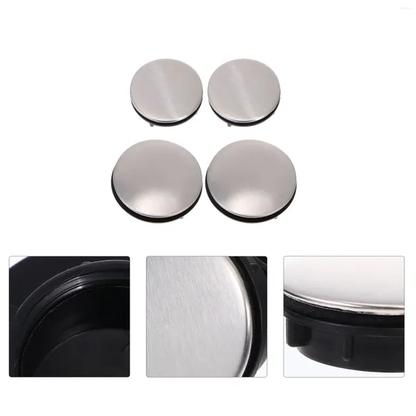 Mutfak Muslukları 4 PCS musluk lavabo deliği kapak paslanmaz çelik aksesuar kapağı küvet güvenilir fiş musluk kapağı
