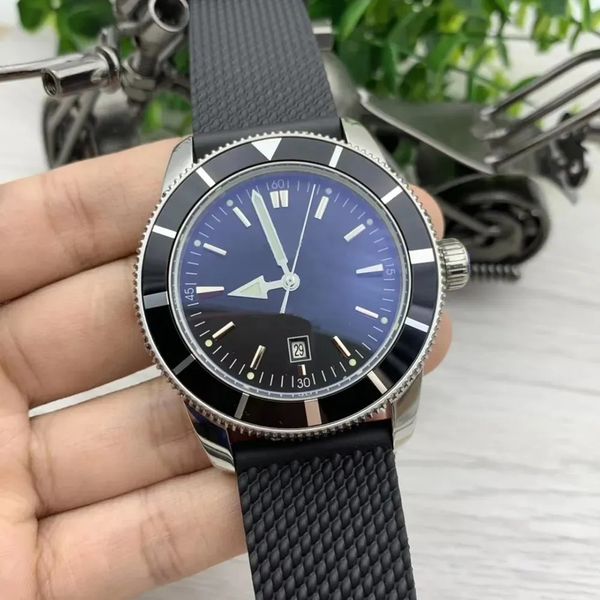 U1 Erstklassige AAA Bretiling Echtleder Super Ocean Heritage Herrenuhren 46 mm blaues Zifferblatt automatische mechanische Uhr Datum Armbanduhren 707