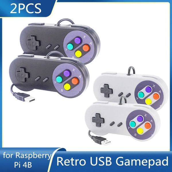 GamePads 2pcs USB GamePad Retro Game Joystick Controller cablato per PC Nespi Retropie Controllo del gioco per Raspberry Pi 4 B