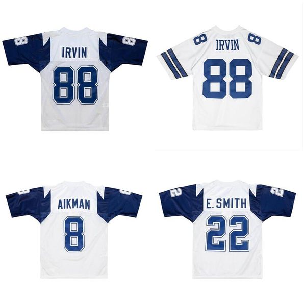 Maglia da calcio cucita 21 Deion Sanders 8 Troy Aikman 88 Michael Irvin 22 Emmitt Smith 94 Charles Haley 1995 1996 maglia bianca 75esima maglia retrò Rugby Uomo S-6XL