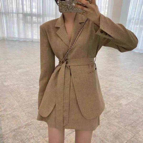 Arbeitskleider Insozkdg Rock Anzüge Frauen Mode Trendy Designer Nische Taille Blazer Jacke Midi 2 Stück Set Frühling Sommer Büro Dame