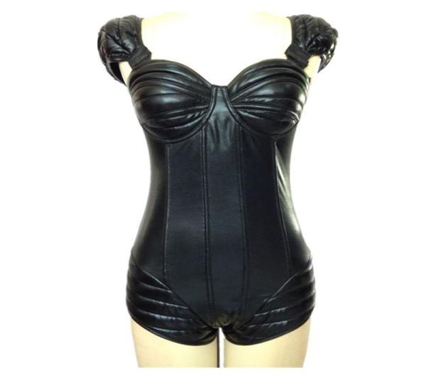 Yeni Stil Kadınlar039S Oneepiece Pvc Deri Kemik Bodyshaper İnce Bodysuits Budier CorSet7568482