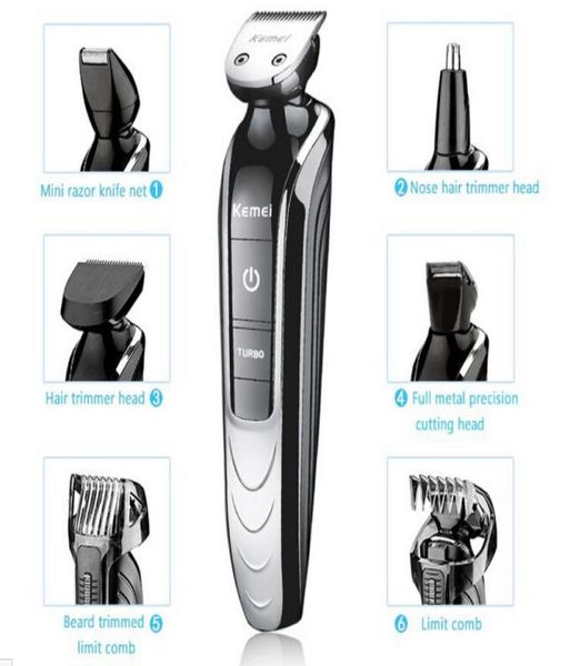 AllinOne Trimmer con 7 accessori Kit toelettatura uomo elettrico tagliacapelli trimero rasoio barba naso ricaricabile taglio taglio capelli7862537