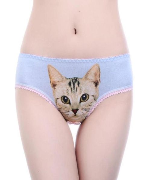 Women039s Mutandine Sexy 3D Cat Print Biancheria intima Abbigliamento Donna Divertente Lingerie femminile Slip Vita bassa Mutande comode Short8824158