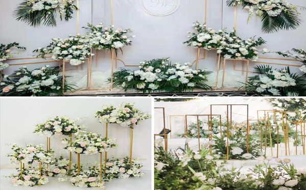 DIY çiçek düğün centerpieces sahne arka plan koridor geçit zemin vazo çiçekler vazo metal yol yol kurşun po pop metal rac8639987