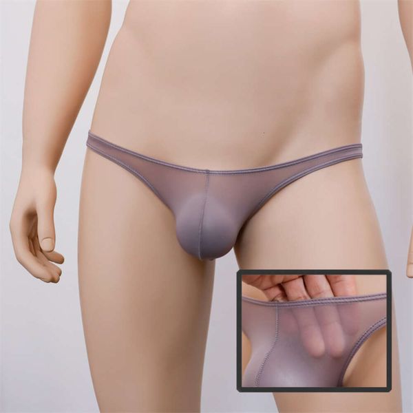 Новые сексуальные мужские мини-стринги, удобные ледяные шелковые прозрачные перспективные плотно облегающие ультратонкие и ультра-низкие талия, нижнее белье для геев 278424