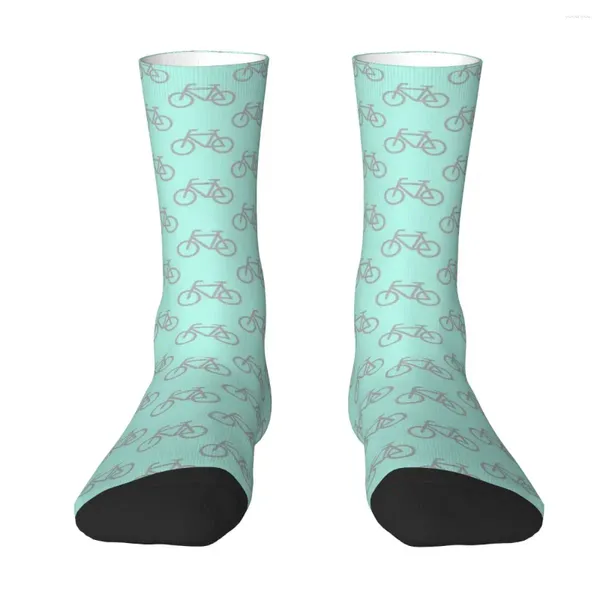 Calzini da uomo modello bici (grigio chiaro e ciano) ciclismo unisex primavera estate autunno inverno basket Happy Street Crazy Sock