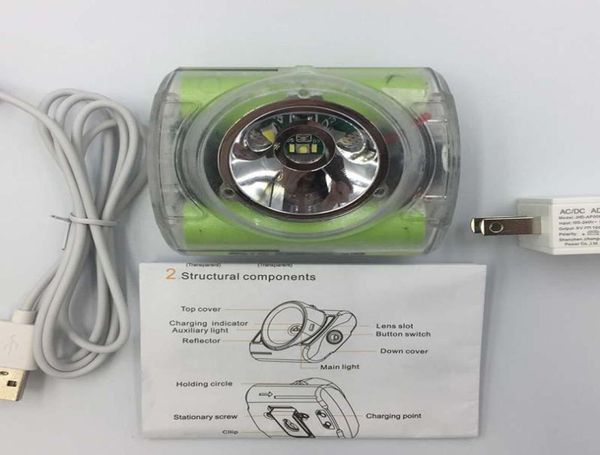 Fari IP68 Led Lampada da miniera Lanterna Pesca Potente faro Ricaricabile Luce per bici subacquea 18650 Campeggio a prova di esplosione1590153