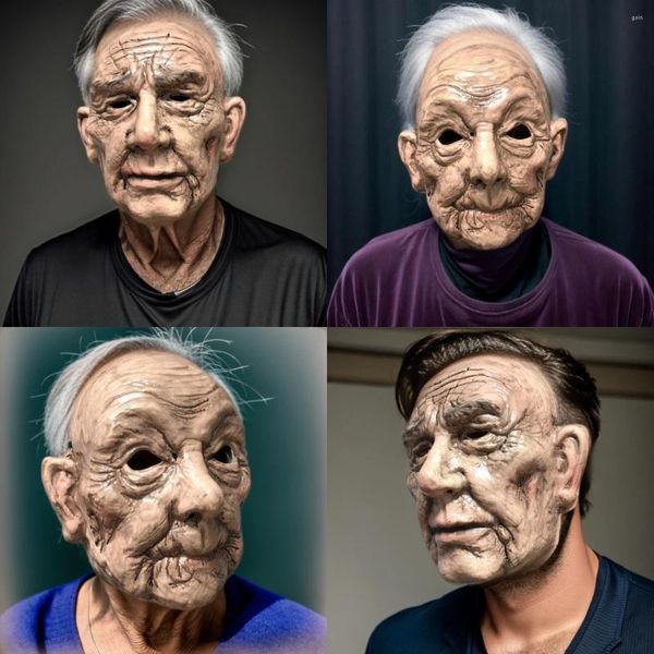 Party Masken Alter Papa Cosplay Maske für Männer und Frauen Halloween lustige urkomische ältere Großvater Falten Kostüm Requisiten