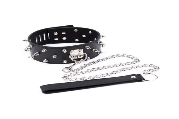 Collare BDSM Collare schiavo in pelle per donna Collana collare in metallo femminile Fetish Bondage Restrizioni Giocattoli erotici Strumenti sessuali per 5460094