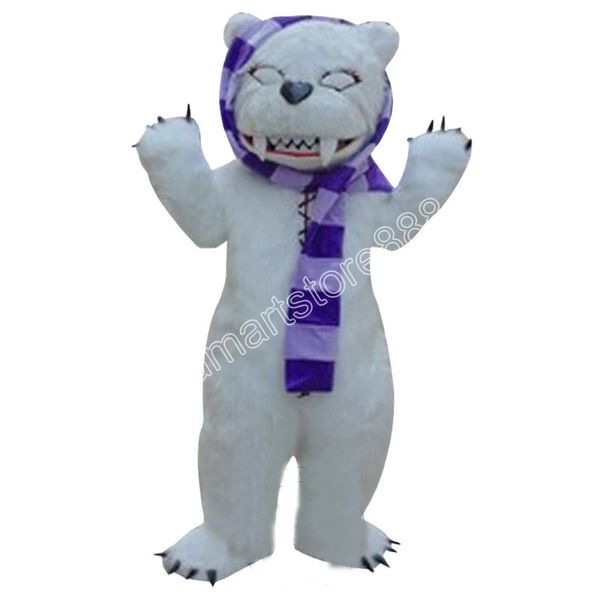 2024 Halloween Super Cute White Bear Mascot Costume Festa de Aniversário Anime Theme Fancy Dress Costume