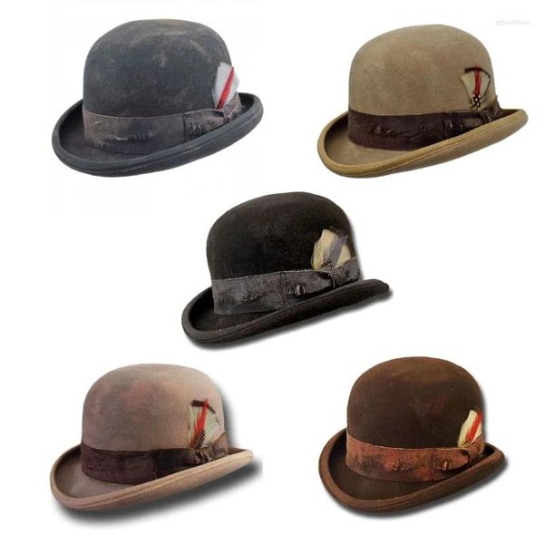 Berets Wolle Panama Hut Fedora Western Short-Brim Cap Herren Po Requisiten für Männer Frauen Unisex Wear DXAA