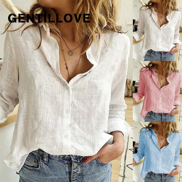 Camisa gentillove elegante oversized topos casual manga longa pássaros imprimir algodão e linho blusa solta escritório senhora botão lapela camisas