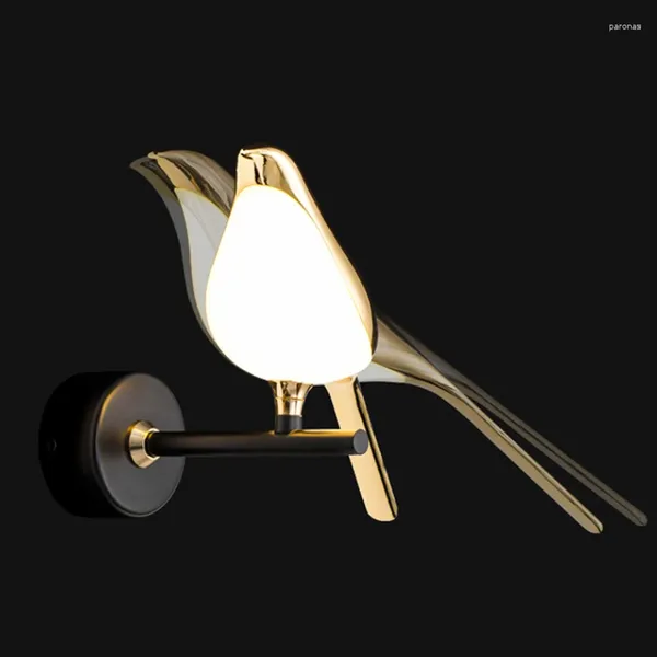 Lâmpada de parede Criativo Salão Fundo Magpie Pássaro Quarto Cabeceira Led Acrílico Metal Decoração de Casa Lâmpadas de Luxo Modernas