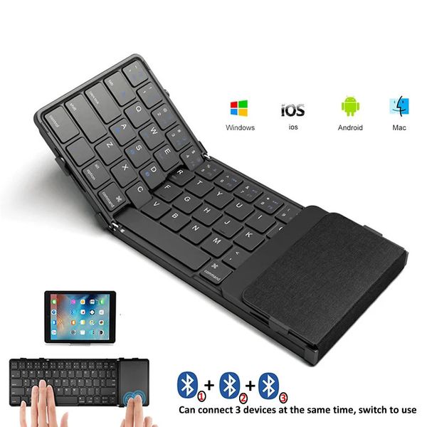 BOW EbraicoCoreaRussia Tastiera pieghevole wireless con touchpad Bluetooth pieghevole ricaricabile per tablet Ipad 240229