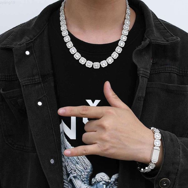 Hip Hop Black People Necklace Fashion S925 Individualità argento Moissanite Diamond Man Cuban Link Chain