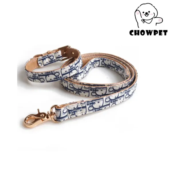 Defina a estampa de couro PU de luxo vintage All Seasons Dog Collar com Metal Lovely Pet Strap