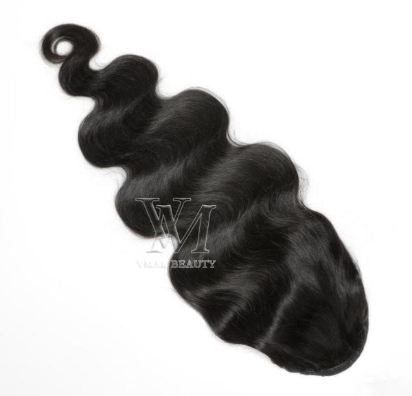 Avrupa Tek Çizilmiş Horsetail Sıkı Delik Klipsi 120g 1B Vücut Dalga Çizme Ponytails Remy Bakire İnsan Saç Uzantıları5596018