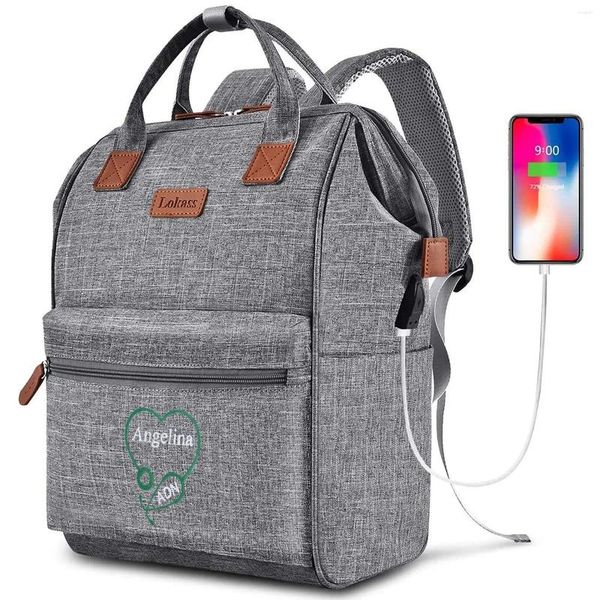 Zaino da uomo, da ufficio, da lavoro, da donna, impermeabile, borsa da viaggio per laptop di grande capacità personalizzata