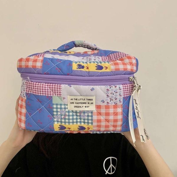 Nuovo trucco floreale arancione edizione coreana borsa per toilette portatile da viaggio per studenti in stile Instagram di grande capacità 528191