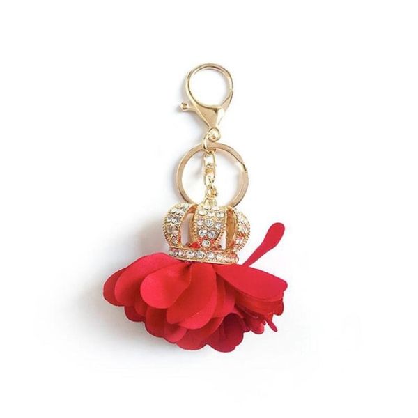 Chaveiros 10 pçs / lote meninas moda jóias flores coroa pingente chaveiro sacos ornamento festa presente para mulheres acessórios321p