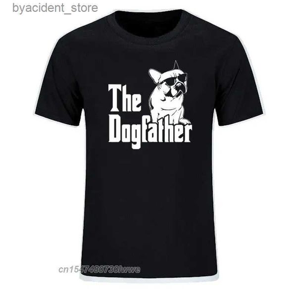 Homens camisetas O Dogfather Dog Pai Bulldog Francês Engraçado Camisetas Homens Algodão Harajuku Vintage Tops Tees Tops UE Tamanho L240304