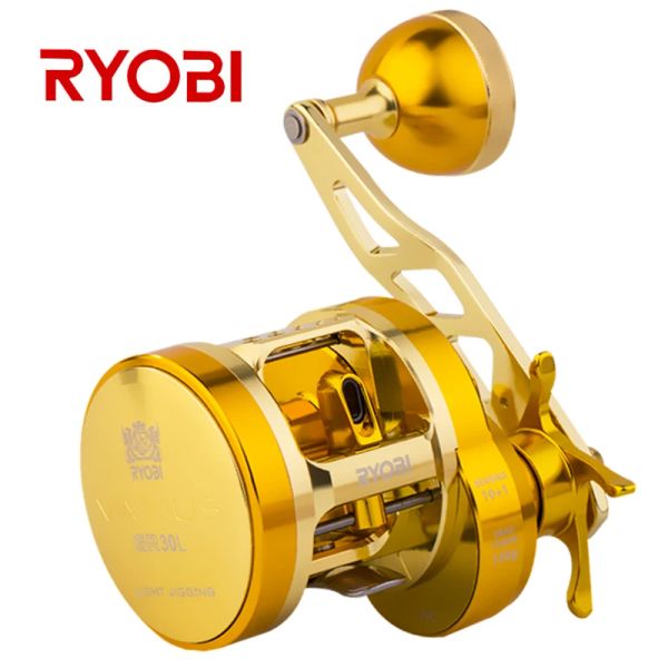 Rollen RYOBI VARIUS Slow Jigging Angelrollen 10+1BB Max Drag15kg Übersetzungsverhältnis 7,0:1 Fullmetal Gold Body Trolling Salzwasserrolle Angeln