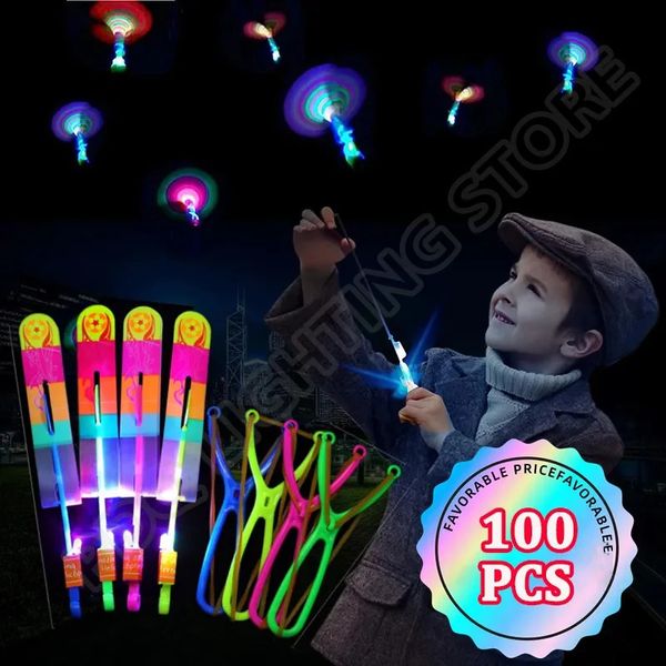 13510 Stück Erstaunliches Lichtspielzeug, Rakete, Hubschrauber, fliegendes Spielzeug, LED-Licht, Spielzeug, Party, Spaß, Geschenk, Gummiband-Katapult 240129
