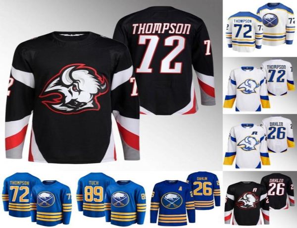 72 Tage Thompson Terceira Camisa Preta Jeff Skinner Owen Power Rasmus Dahlin Victor Olofsson Kyle Okposo Alex Tuch Mattias Samuelsso8596748